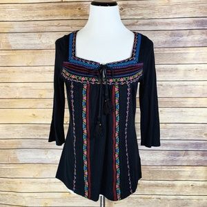 Anthropologie C. Keer Best Route Embroidered Tee